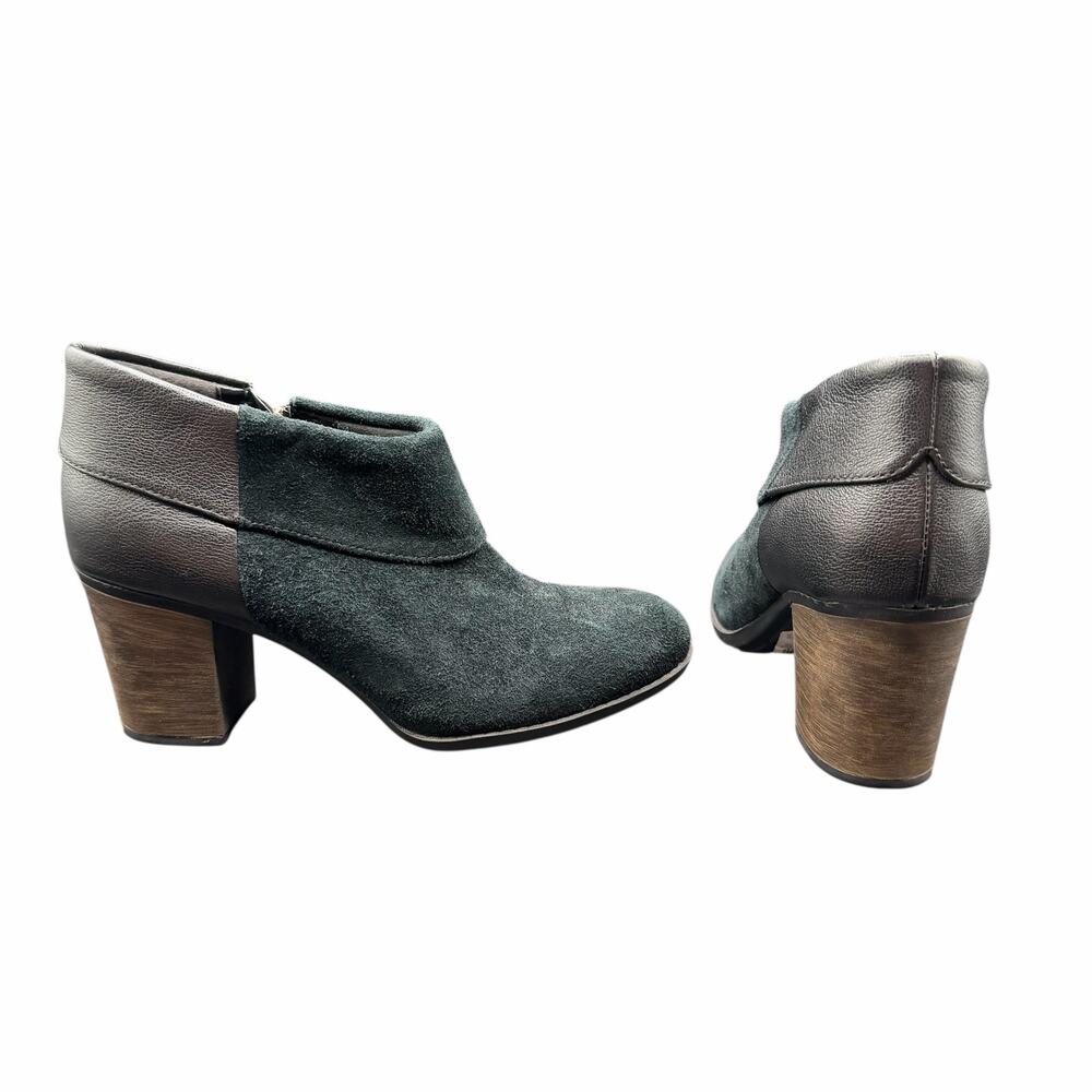 Clarks Enfield Canal Suede Ankle Boots Womens 9M Block Heel Zip Booties